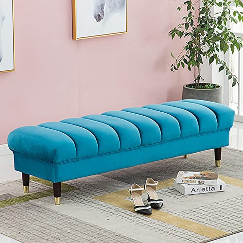 W&X Moderner Akzent Sitzpuff Dekormöbel Für Wohnzimmer Schlafzimmer,Eingangsbereich Osmanische Bank,Rechteckiger Samt Gepolstert Sitzpouf-Rosa 100x45x45cm(39x18x18inch)