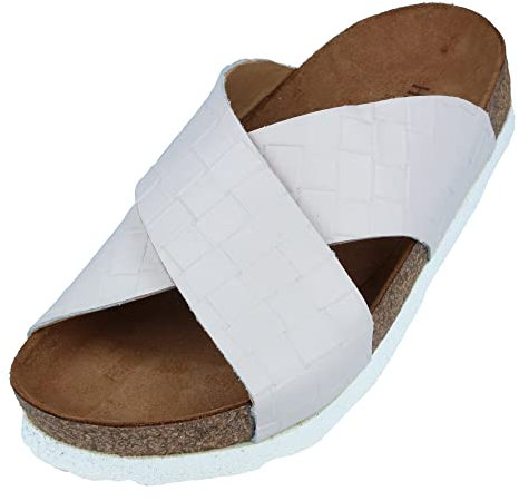 HAFLINGER Bio Mio Leder Pantolette Sandale Unisex Weiß (Paris Ice 1679), Gr 39