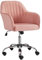 Yaheetech Sedia Scrivania Poltroncina Ufficio Ergonomica in Velluto Rosa Girevole a Rotelle Reclinabile Altezza Regolabile Imbottita Portata 136 kg