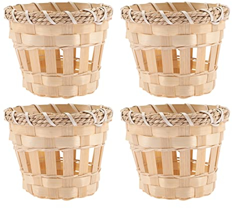 Mobestech 4 Stück Bambus Lampenschirm Klein Gewebt Rattan Mini Lampenschirme Für Deckenpendelleuchte Tischlampe Wohnzimmer Beleuchtung