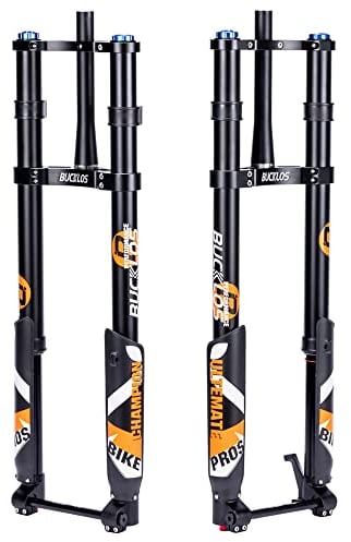 BUCKLOS Fat Tire 5.0 20 inch Air Electric Mountain Bike Inverted Suspension Fork, Thru Axle 15 * 150mm 180mm Travel Rebound Adjustment Tapered Front Forks, for Snow Beach E-Bike MTB