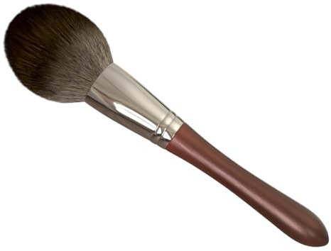 AzukiLife Pinceau Maquillage Bois Noyer, Brosse Vegan pour Fond de Teint, Blush et Contouring, Poils Synthétiques Doux, Manche en Bois Naturel - 19cm