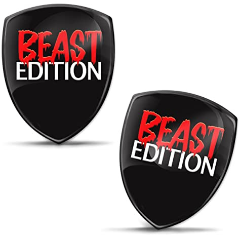 Biomar Labs 2 x Aufkleber 3D Gel Silikon Autoaufkleber Badge Moto Fahrrad Motorrad Biker Helm Stickers Auto Fenster Telefon Laptop PC Tablet Tür Emblem (Beast Edition Biest Rot KS 140)