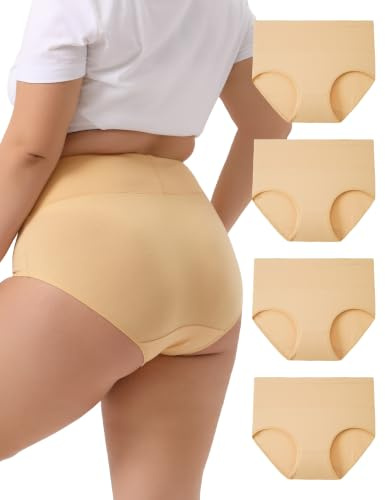 INNERSY Culotte Grande Taille Femme Shorty Coton Slip Taille Haute Lot de 4 | Sous Vêtement Élastique Maxi 44-62, Culottes Respirant Post Accouchement Cesarienne, Sans Étiquette, Sport, Confort Quotidien
