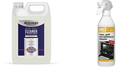 McKLords Heavy Duty Cleaner and Degreaser, 5 Litre & HG Grill, Barbecue & Oven Cleaner Spray by HG Cleaning Products, Heavy Duty Degreaser Spray