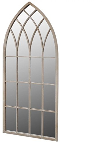 Chusui Rustikaler Gartenspiegel, Spiegel Fenster, Kirchenfenster, Fensterförmiger Spiegel, Window Mirror, Fensterspiegel, Spiegel Landhausstil, Wandornament, Bogen 50×115 cm für Indoor und Outdoor