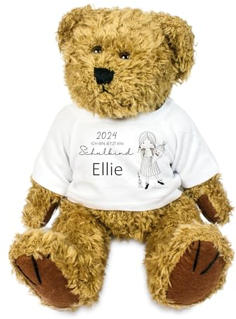 Kilala Teddy 'Schulkind' – Personalisiertes Kuscheltier, Glücksbringer Einschulung (Mädchen)