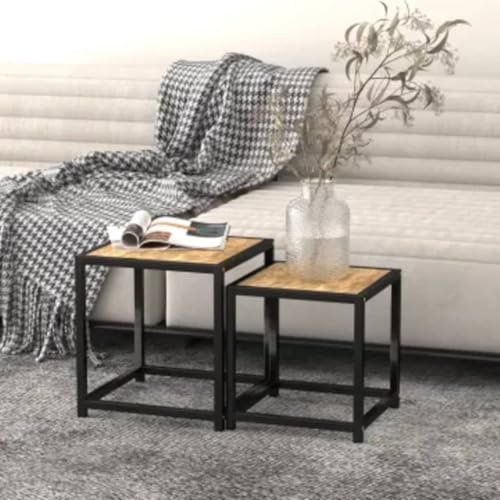 vidaXL Teetische 2 Stück MDF Schwarz und Gelb