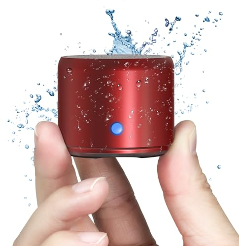 EWA Travel Case Packed, A106 Pro Portable Bluetooth Speaker with Custom Bass Radiator, Brief Design, IP67 Waterproof, Perfect Mini Speaker for Shower, Room, Bike, Car (Red)