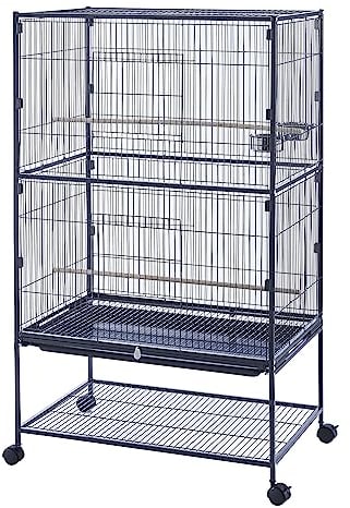 Panana käfig Vogelkäfig für wellensittich Papagei nymphensittiche,Nagerkäfig Chinchilla Kakadu Zuchtkäfig (79 x 51,8 x 132 cm Schwarz)