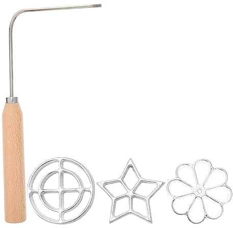 Angoily 4-Teiliges Rosetten- Und Timbale-Set Rosetten-Timbale-Waffelform Aus Aluminium Mit Holzgriff Kreative Bunuelos-Form Für Den Kuchendruck Selbstgemachte Schwedische Form Für