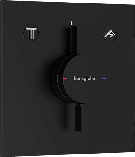 hansgrohe DuoTurn E - Mitigeur de douche encastré, Robinet douche carré 2 sorties, Mitigeur monocommande pour iBox universal 2, Noir mat, 75417670
