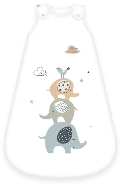 Herding babybest Baby-Schlafsack, Elephants, 90 cm, Seitlich umlaufender Reißverschluss und Druckknöpfe