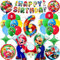 Mario Kindergeburtstag Deko 6 Jahre, Mari Geburtstagsdeko Set, Mario Party Gekoration 6 anni, Mario Luftballons Party Dekoration, Mario Kinder Geburtstag Luftballon Set, mario luftballon 6. Geburtstag