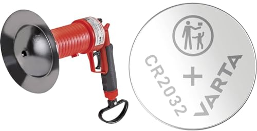 Rothenberger Industrial Pressluft Rohrreiniger inkl. 4 Gummiadapter I Rohr frei in Bad & VARTA Batterien Knopfzellen CR2032