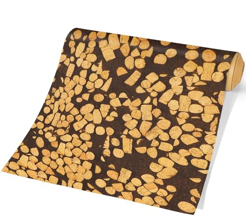 CanaanTree Peel and Stick Tapete, Selbstklebend und Abnehmbar, Aus 100% Echtem Korkstopfen und Kaffeesatz, 41,9 x 300 cm (Corffee)