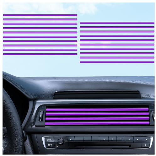 20 Stück 19.5cm Auto Deko Innenraum für Entlüftung,U-Form & Biegbar Auto Gadgets Innenraum für Entlüftungsöffnung,Universal Auto Zubehör Innenraum für Gerade Lüftungsschlitze (Lila)