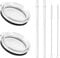 2 PCS Straw Lid for 20oz Yeti Tumbler, Transparent Tumbler Straw Lid Top Replacement Compatible with 16oz Yeti Rambler 24oz 25oz Straw Mug, Spill Proof Cup Cover with Straw and Cleaning Brush