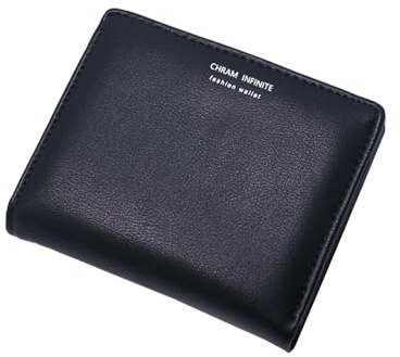 ASFWAGQ Geldbörse Damen klein Leder Kleines Portemonnaie Mini Kurzer Geldbeutel Große Kapazität kleines Portemonnaie Damen mit Zipper Münzfach Brieftasche (schwarz)