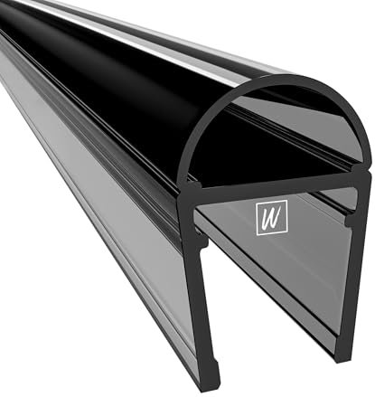 WAKA PRO-C - Junta óptica para puerta de ducha y labio de ducha (10-12 mm, 10 - 12 mm, 1000 mm), color negro