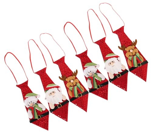 AOKWAWALIY 6 Stück Weihnachts Krawatten Für Herren Weihnachts Party Krawatte Krawatte Aus Stoff Party Krawatten