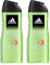 Adidas, Active Start Gel Doccia Bagnoschiuma 3 in 1 per Corpo, Capelli e Viso, Formula Vegana, 400ml (Confezione da 2)