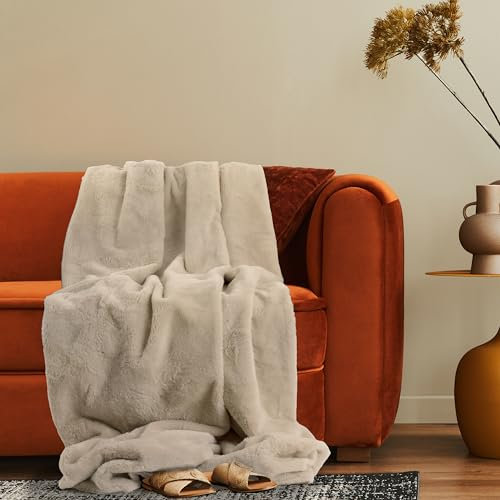 Paco Home Deko Wohnzimmer Decke Kuscheldecke Tagesdecke Waschbar Sofadecke Schlafzimmer Shaggy Einfarbig Flauschig Soft, Farbe:Beige, Größe:200x240cm