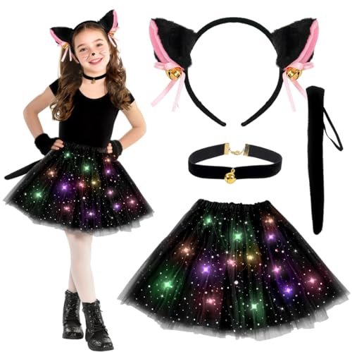 Wishstar Costume Bambina Set, Tutu Gonna, Costume Bambina per Carnevale Halloween Cosplay