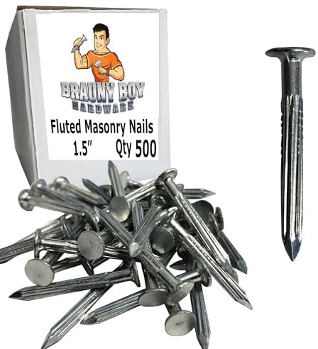 1.5” – Fluted Hardened Concrete Masonry Nails for Cinder Block, Concrete Walls, Cement Board 1.5 in (4d) -Qty (500)