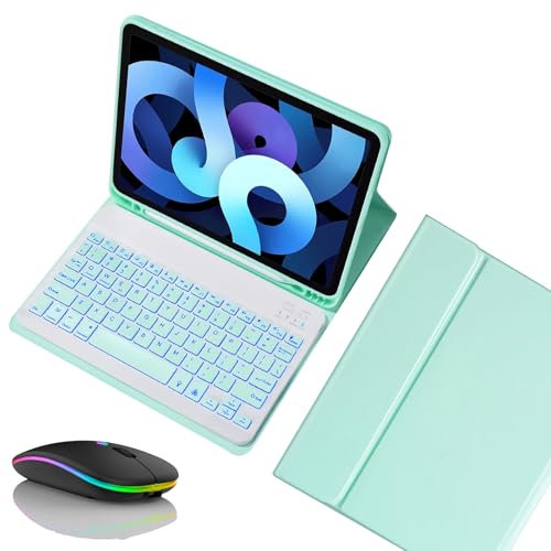 JZCZMCE Keyboard Case for Samsung Galaxy Tab A8 10.5'' 2022, Built in Pencil Holder, Magnetic Detachable Wireless Backlight Keyboard with Bluetooth Mouse,Green