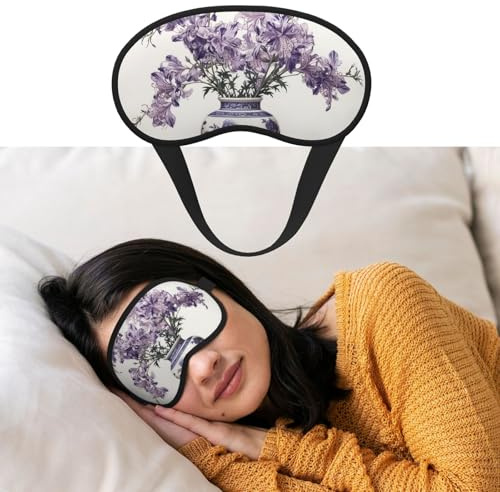 Schlafmaske für Damen und Herren, verdunkelnde Augenmasken zum Schlafen, Augenbinde Blumen in Vase, Schlafmaske, Seitenschläfer-Augenabdeckung für Meditation, lichtblockierend, Reiseutensilien