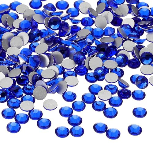 PATIKIL 400Pcs SS30 Round Flatback Crystal 6.3-6.5mm Glass Rhinestones Gems Diamonds for DIY Crafts Clothes Shoes Nail Art Decoration, Dark Blue