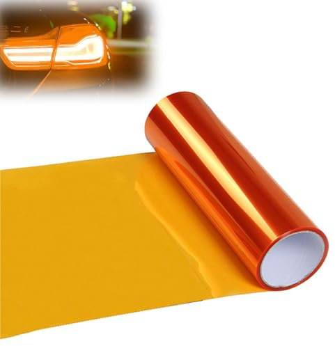 Scheinwerfer Folie Orange, Folie Hitzebeständig für Lampen Orange Lampenfolie, 30 x 120cm PVC Folie Hitzebeständig Für Lampen, Selbstklebende Farbfolien für LED Lampen Scheinwerfer Tönungsfolie
