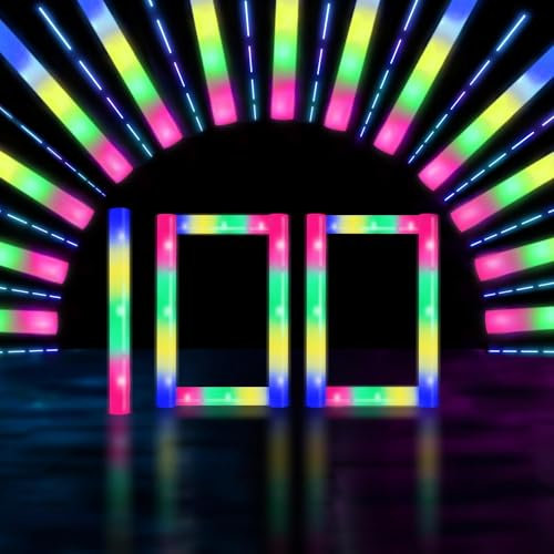 100 Stück Leuchtstäbe LED, 47 cm Schaumstoff Party Leuchtstäbe 3 Modi, Leuchten im Dunkeln Partyzubehör für Hochzeit, Weihnachten, Konzerte, Geburtstag Partystab