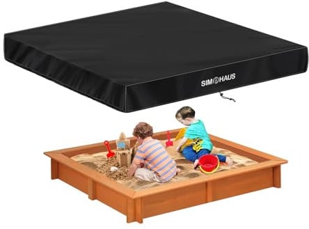 SIMPHAUS Copertura Sabbiera Impermeabile Copertura per Sandbox con Coulisse,Copri Sabbiera da Esterno,Coperchio Sabbiera per Bambini da Esterno,Piscina,Tessuto Resistente allo Strappo 155x155x20cm
