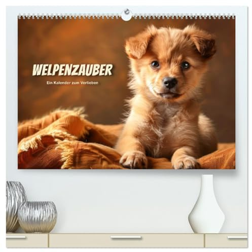 Welpenzauber: Ein Kalender zum Verlieben (hochwertiger Premium Wandkalender 2026 DIN A2 quer), Kunstdruck in Hochglanz: Ein Jahr voller ... die jeden Tag verschönern (CALVENDO Tiere)