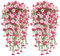 Yueshop 4Pcs Artificial Hanging Flowers,UV-Resistant Fake Hanging Plants Flower Bouquet Indoor Outdoor Fake Flowers Plant for Wall Home Garden Yard Patio Wedding Decoration Rose Red