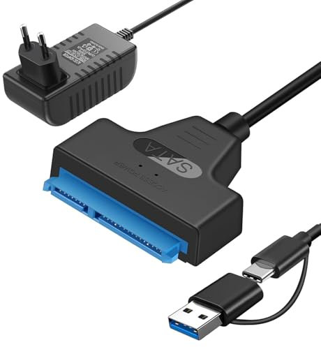 Adaptador USB SATA - Convertidor SATA III a USB 3.0 para discos duros externos e internos SSD/HDD de 2,5 y 3,5 - Compatible con Windows, Mac, Linux - Plug & Play para un uso rápido y fácil - Incluye