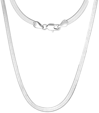 Mieoyue 925 Silber Damen Halskette ohne Anhänger, Silberkette 40 45 50 55 60cm Silberschmuck (Flache Schlangenkette, 60.0 Zentimeter)