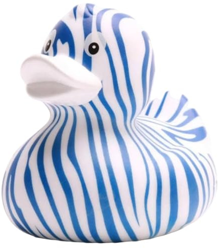 Badeente L: 8 cm - viele Farben (Badeente Zebra -blau)