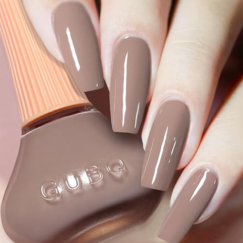 Grau Braun Schnell trocknend Einfarbiger Nagellack, Quick Dry Glitzer Nail Polish für Weihnachten DIY Nageldesign, Glossy Langanhaltend ungiftiger Nagellack auf Wasserbasis, Ohne UV Lampe (Braun)