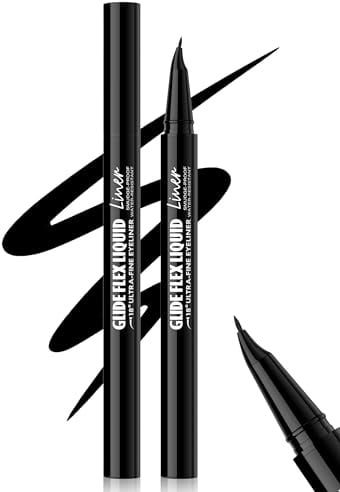 Erinde Schwarz Eyeliner, mit 18° Gebogener Präzisionsspitze, Wasserfest & Wischfest Eye Liner, Hochpigmentiert, Schnelltrocknend und Langanhaltend, Geschmeidige Linien, Anfängerfreundlich, Vegane