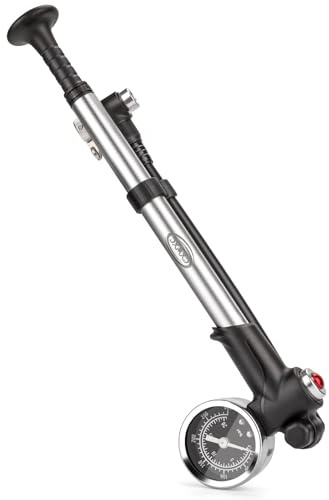 CXWXC Shock Pump for Mountain Bike- High Pressure Suspension Pump 300PSI - Front Fork and Rear Bicycle Suspension Air Shocks with Gauge, No Loss Air Pump (Silver)