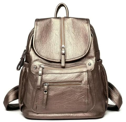 Gyios Handtasche Damen-Rucksack Aus Vintage-Leder, Weiche Reise- Und Schul-umhängetasche, Stilvoller Rucksack Für Den Täglichen Pendel- Freizeitgebrauch-Gold