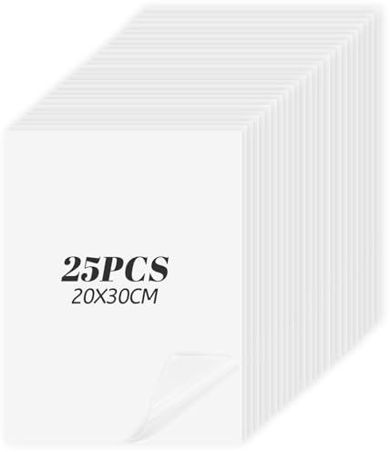 ECVUKQ 25 Stück Doppelseitige Klebefolie zum Aufbügeln, 30x20cm Bügelvlies Beidseitig Haftend Patch Bügeleisen auf Klebstoff Bügelkleber für Aufnäher Aufbügelnder DIY-Projekte Und Textilreparaturen