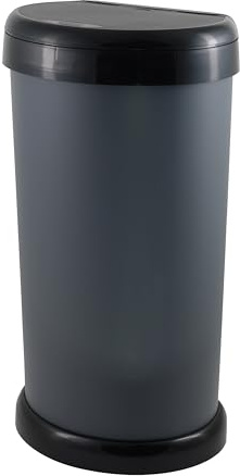 Tontarelli NEW!!!!! 42L Touch Top Kitchen & Bathroom Bin – Matte Grey Space‑Saving Waste Bin with Removable Inner Bucket and Bag Retaining Ring | Modern Press‑Top Home Trash Bin