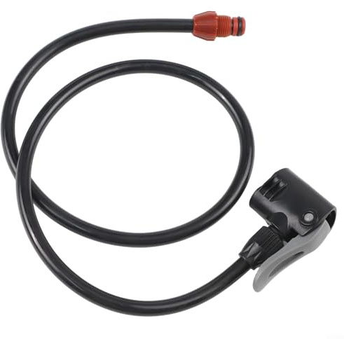 Feeshoppher Tubo flessibile per pompa per bicicletta, 800 mm, con doppia testa per valvole in legno, tubo di ricambio in gomma per pompa ad aria, nero