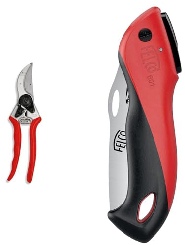 FELCO 2 Forbici da Potatura Professionali Bypass 25 mm per Mano Destra con Sega Pieghevole FELCO 601 Lama Diritta 120 mm