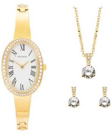 Sekonda Bellamy Damen-Geschenkset mit 23 mm Stein, mit Analog-Anzeige und Schmuckarmband