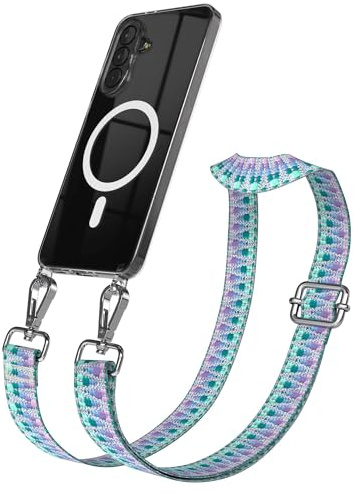 EAZY CASE Handykette - Verstellbares Taschenband kompatibel mit Galaxy A37, Schulterriemen, Handykordel mit Silikon Hülle, Qi Charging kompatibel, Umhängetasche, Einhorn Silber